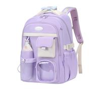Bansusu Sac à dos pour filles pour enfants, cartable multi-poches avec trousse à crayons, A-violet