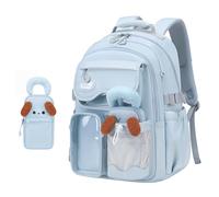 Bansusu Sac à dos pour filles pour enfants, cartable multi-poches avec trousse à crayons, B-bleu