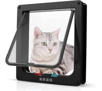 BANTASE Chatière avec Fermeture Magnétique À 4 Voies, Chatière for Chats Et Petits Chiens, Chatière avec Tunnel(Schwarz,XL)