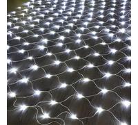 BANTASE Filet Lumineux D'extérieur À 144 LED, 2 X 2 M, Étanche, avec 8 Modes, Télécommande, for Fête De Noël, Jardin, Clôture d'arbre(Cool White,1.5m x 1.5m 96led)