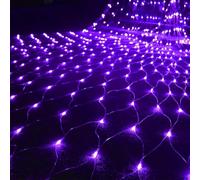 BANTASE Filet Lumineux d'halloween, 320 LED for Extérieur avec 8 Modes, Fil Transparent, Éclairage De Noël en Maille for, À Brancher(Purple,10m x 8m 2000led)