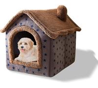 BANTASE Maison for Chat, Lit Grotte Dessin Animé avec Coussin Amovible Et Lavable, Jolie Tente, Cheminée Chaude Douce for Chiens Chats(A,M)