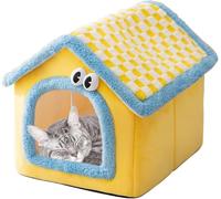 BANTASE Maison for Chat, Lit Troglodyte Mignon avec Cheminée, Animal De Compagnie Doux Et, Abri Chaud for Chats, Tente for Chien Coussin Amovible(B,Medium)