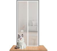 BANTASE Moustiquaire for Chat avec Fermeture Éclair, Anti-Rayures, Anti-Insectes, Anti-Mouches, Anti-Chiens, Rideau en Maille Ventilé(95x205cm)