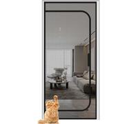 BANTASE Porte De Balcon avec Moustiquaire for Chat, Moustiquaire Épaisse for Porte De Salon, Chambre, Cuisine, Patio, Porte en Maille for Chien Et Chat avec Fermeture Éclair(Black,95x200cm)