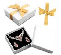 BANTI Boîte Cadeau Boite Carton Petite Boîtes à Bijoux en Papier Ecrin Bijoux Blanc avec Bowknot Emballage Coffrets Cadeaux pour Bracelets Bagues Boucles D'oreilles Collier 2 Pcs