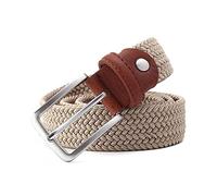 Bantopgong Ceinture élastique pour homme en toile élastique tissée de 3,4cm de largeur pour homme Ceinture tressée en nylon, Beige, 160cm