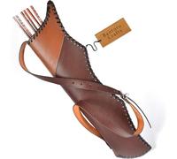 Bantoro Crafts Carquois de tir à l'arc traditionnel en cuir avec grande pochette faite à la main Marron