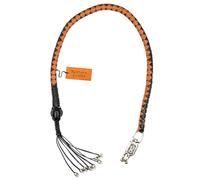 Bantoro Crafts Fouet de Motard 42" pour Moto - Get Back Whip avec Boucle à dégagement Rapide en Chrome, Accessoire de Guidon en Cuir véritable, équipement Biker Haute visibilité (Noir et Marron)