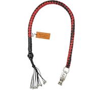 Bantoro Crafts Fouet de Motard 42" pour Moto - Get Back Whip avec Boucle à dégagement Rapide en Chrome, Accessoire de Guidon en Cuir véritable, équipement Biker Haute visibilité (Noir et Rouge)