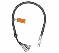Bantoro Crafts Fouet de Motard 42" pour Moto - Get Back Whip avec Boucle à dégagement Rapide en Chrome, Accessoire de Guidon en Cuir véritable, équipement Biker Haute visibilité (Noir)
