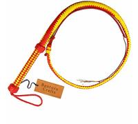 Bantoro Crafts Fouet en Cuir véritable Jaune et Rouge - 12 Tresses - Longueur : 1,2 m - pour l'équitation - pour Le Travail du bétail, Le Cirque