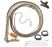 Bantoro Crafts Paracorde Marron et Beige/Fouet en Nylon Bullwhip 16 brins de Tresses tressage du Ventre en Cuir et traversin en Cuir à l'intérieur du Fouet craquant Fort (8 Pieds (2,4 Mètres))