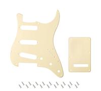 Banworks 1 Ply Strat SSS Pickguard 11 trous Pickguard Scratch Plate avec plaque arrière 6 trous Tremolo Cover Set pour USA/Mexicain Modern Style Standard Stratocaster ST JT/HB-08 Cream