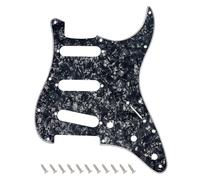 Banworks 4 plis Strat SSS Pickguard 11 trous pour guitare électrique Pickguard Scratch Plate pour USA/Mexique Modern Style Standard Stratocaster ST JT/HB-01 Black Pearl