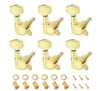 Banworks 6 chevilles d'accordage de guitare en ligne 15:1 rapport de serrage scellé pour cordes de guitare avec étiquette de fixation à 45 degrés pour Strat ST Tele JT/JXQ-01 Doré