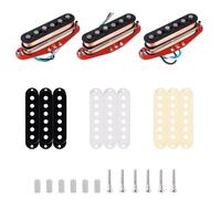 Banworks Alnico Lot de 5 micros SSS décalés 51,27 mm/51,27 mm/51,27 mm et 51,27 mm sans bruit moderne Super Strat à bobine unique en fibre N/M/B pour Fender Super Stratocaster Strat ST 3 pièces JT/SYQ