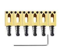 Banworks Jeu de pontets de chevalet modernes 10,5 mm (13/32 pouces) pour guitares électriques Fender Strat ST Tele Espacement des cordes 52,5 mm (2-1/16 pouces) Lot de 6 JT/QM-01 Doré