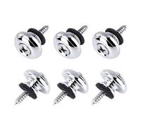Banworks JT/BDK-04 Lot de 6 boutons de sangle de guitare avec rondelles en feutre et vis de montage pour guitares électriques et basses Gibson Fender Epiphone Squier Chromé
