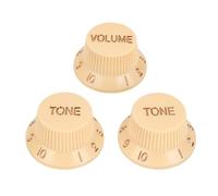 Banworks JT/XN-04 Lot de 3 boutons de commande pour guitare électrique Squier Strat ST 18 cannelures 2 tons et 1 bouton de volume 6 mm Crème clair