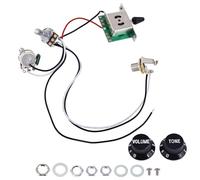 Banworks Kit de faisceau de câblage pour guitare électrique 1 tonalité 1 volume pré-câblé 5 voies 500 K 1A1B Mini pots avec prise de sortie 6,35 mm pour Fender / Squier Stratocaster Strat ST JT/DLZC