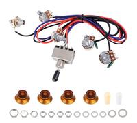 Banworks Kit de faisceau de câblage pour guitare électrique 2 tons 2 volumes pré-câblés 3 voies 500 K 2T2 V Mini pots avec sortie jack 6,35 mm pour guitares Gibson/Epiphone Les Paul LP SG JT/DLZC-04