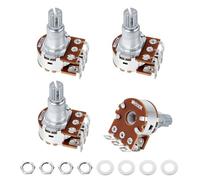 Banworks Lot de 4 mini pots de mélange métriques M8 MN500K, double équilibre, 18 cannelures, arbre long (18 mm de longueur) avec détente centrale pour guitares électriques Squier/Epiphone/Ibanez/ESP