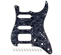 Banworks Pickguard 11 trous HSS Stratocaster 3 trous à angle rond pour Fender Lonestar/Deluxe/Professional Série I Stratocaster JT/HB-23 4 plis Noir nacré