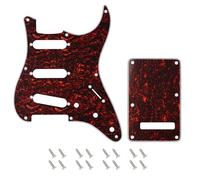 Banworks Pickguard à 8 trous pour guitare Strat SSS des années 50 57 de style vintage et plaque arrière 6 trous pour Fender Stratocaster Strat ST JT/HB-16 4 plis Rouge écaille de tortue