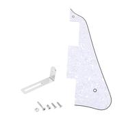 Banworks Pickguard Les Paul à 4 plis avec support en acier inoxydable LP - Plaque de protection à 2 trous pour guitare électrique Epiphone EPI Les Paul LP JT/HBTZ-02 - Blanc perle