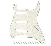 Banworks Pickguard pour guitare électrique Strat SSS 4 plis 11 trous pour guitare électrique américaine/mexicaine style moderne standard Fender Stratocaster Strat ST JT/HB-01 vintage blanc perle