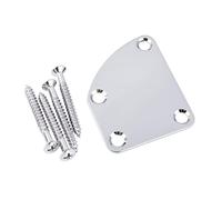 Banworks Plaque de manche de guitare 4 trous Plaque de manche à bord incurvé Plaque de renfort de guitare en métal Plaque de montage arrière pour guitare électrique Fender Strat Tele JT/JQB-02 Chrome