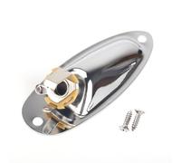 Banworks Plaque de sortie jack en métal 6,35 mm (1/4 pouce) Prise d'entrée de style bateau chargée pour pièces de guitare électrique Stratocaster Strat ST Accessoires JT/CK-03 Chrome