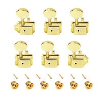 Banworks Vintage Guitar Tuning Pegs Keys 15:1 Ratio 1+4+1 Guitar String Tuning Machines 8mm (5/16") pour Fender/Squier Classic Vibe Tele Strat ST Guitar Pack de 6 JT/JXQ-07 Doré avec bouton de rein