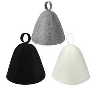 Banya Gear Lot de 3 chapeaux de sauna en feutre de laine bio Unisexe Résistant à la chaleur Accessoires de spa Couleurs mélangées Bord 70,1 cm (noir + gris + gris)