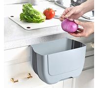 BanYakong Mini poubelle pliable à suspendre pour porte d'armoire de cuisine, petite poubelle pliable sous l'évier, poubelle murale pliable pour armoire, chambre, salle de bain (3 l)