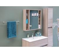 Banyo Armoire à glace Lucky avec côtés ouverts et 1 porte, avec E-Box, chêne Nabucco, 740x750x160mm