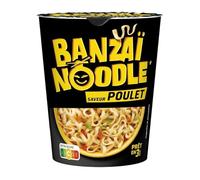 BANZAI NOODLE - Nouilles Instantanées Goût Poulet, Authenticité Rapide, Pot 67g - Lot De 6