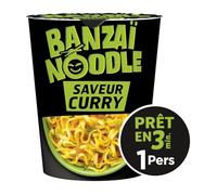 BANZAI NOODLE - Nouilles Instantanées Saveur Curry Épicée, Texture Fondante en Pot 67g - Le lot de 6