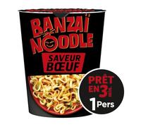 BANZAI NOODLE - Nouilles Rapides Saveur Bœuf, Texture Fondante et Goût Authentique (Pot 67g) - Le lot de 6