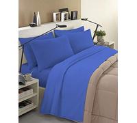 Banzaii Ensemble de Draps Parure de Linge de lit en Flanelle Anti-Boulochage 100% Coton 90x200 cm Bleu Indigo