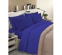 Banzaii Ensemble de Draps Parure de Linge de lit en Flanelle Anti-Boulochage 100% Coton 90x200 cm Bleu