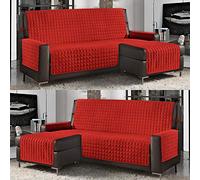 Banzaii Housse de Canapé d’Angle Réversible Matelassée avec Méridien Gauche - Protège Canapé Anti-Taches en Forme de L 3 Places 240 cm, Rouge