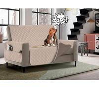 Banzaii Housse de canapé imperméable à l’Eau, Housse de canapé Anti-Tache, matelassé, Bicolor avec Poches pour Objets - 4 Places - Sable/Corde