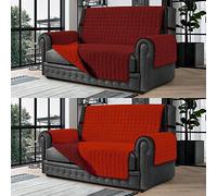 Banzaii Housse de Canapé Matelassé Réversible - Protège Canapé Anti-Taches 2 Places, Bordeaux/Rouge