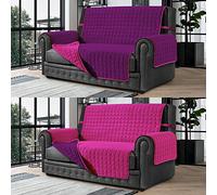Banzaii Housse de Canapé Matelassé Réversible - Protège Canapé Anti-Taches 3 Places, Fuchsia/Mûre