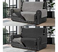 Banzaii Housse de Canapé Matelassé Réversible - Protège Canapé Anti-Taches 4 Places, Gris Clair/Gris Foncé