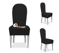 Banzaii - Housse de Chaise Anti-Taches - Housse de Chaise avec Dossier Rond - 6 pièces Noir, Fabriqué en Italie