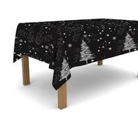 Banzaii Nappe en Toile cirée, résistante au Soleil et aux intempéries, Facile à Couper dans la Taille Que Vous Voulez - Noel Noir 140 x 200 cm