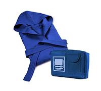 Banzaii Peignoir 100% microfibre avec capuche - Peignoir homme et femme avec sac résistant et gain de place - Taille L Bleu Foncé